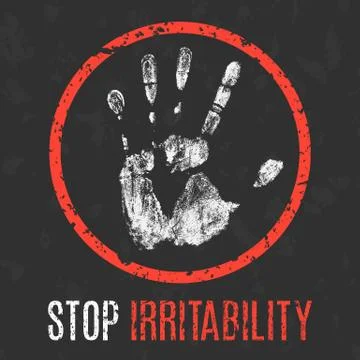 Vector illustration. Negative human states and emotions. Stop Irritability si Stock Illustration