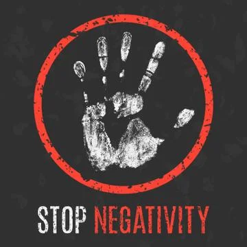 Vector illustration. Negative human states and emotions. Stop negativity. Ilustração Stock
