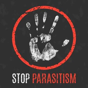 Vector illustration. Negative human states and emotions. Stop parasitism sign Stock Illustration