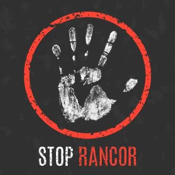Vector illustration. Negative human states and emotions. Stop rancor sign. Stock Illustration