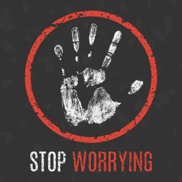 Vector illustration. Negative human states and emotions. Stop worrying. Illustration