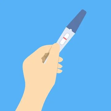 Vector illustration of a negative pregnancy test with one line in a woman's hand Stock Illustration