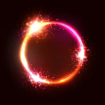 Vector illustration of neon light circle lamp sign Stock Illustration