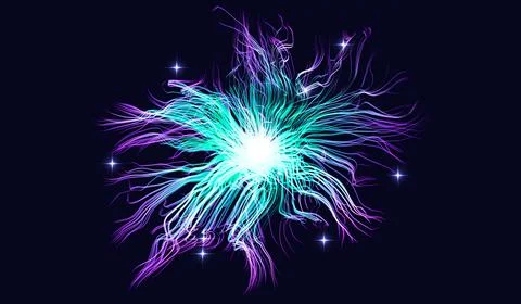 Vector illustration. Neon lines emanating from the center. Stock Illustration