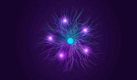 Vector illustration. Neon lines emanating from the center. Stock Illustration