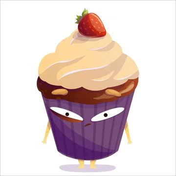 Vector illustration of a nervous pie with a twitching eye. Pie, character Illustrazione stock