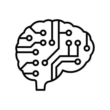 Vector illustration of neural network icon design in outline style. Stock Illustration