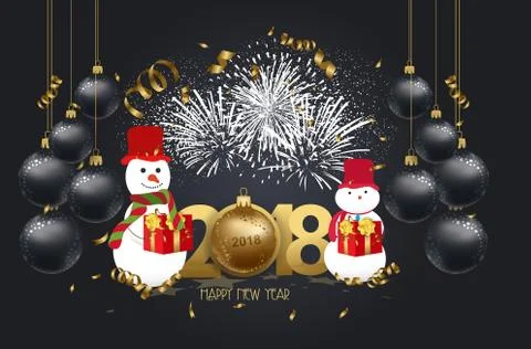Vector illustration of new year 2018 background with christmas confetti gold  Illustrazione stock