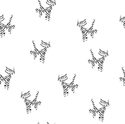 Vector illustration. New Year and Christmas seamless pattern with tiger, Stock Illustration