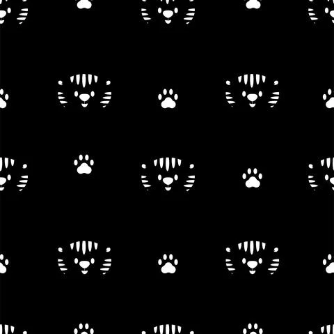 Vector illustration. New Year and Christmas seamless pattern with tiger, Stock Illustration