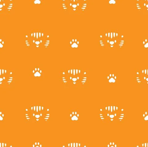 Vector illustration. New Year and Christmas seamless pattern with tiger, Stock Illustration