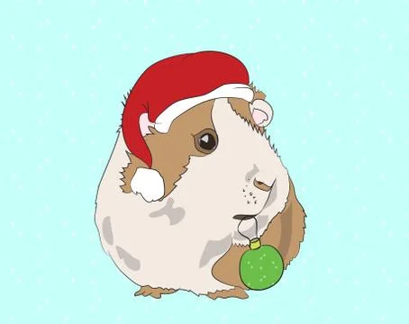 Vector illustration, New Year's guinea pigs in Christmas clothes, can be used Illustrazione stock