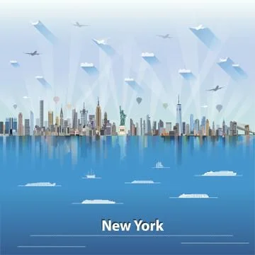 Vector illustration of New York panoramic city skyline Stock Illustration