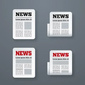 Vector illustration of newspaper icon set. Stock Illustration
