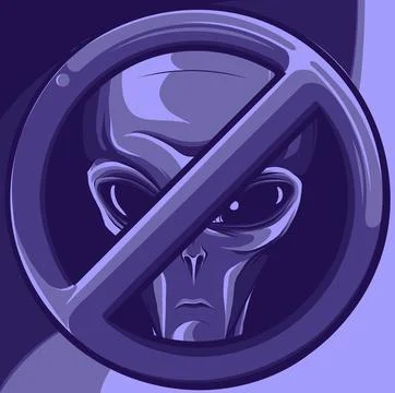 Vector illustration of No Alien head Sign Stock Illustration