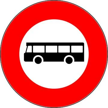 Vector illustration of a "No buses" road sign. Illustrazione stock