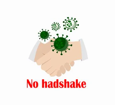 Vector illustration of no handshake - precautions against the worldwide coron Stock Illustration