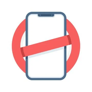 Vector illustration of no mobile phone sign, smartphone forbidden symbol. Stock Illustration