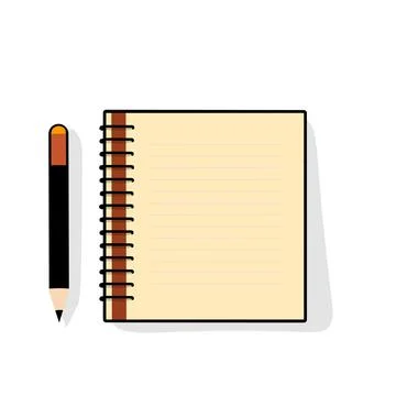 Vector illustration of a notebook with a pencil on a white background 스톡 일러스트