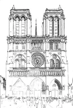 Vector Illustration of Notre Dame de Paris - Paris, France Illustrazione stock