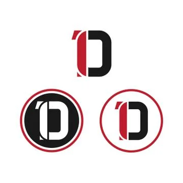Vector illustration number 1 and letter d with circle icon logo design Stock Illustration