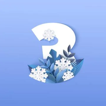 Vector illustration of number three winter natural design. Stock Illustration
