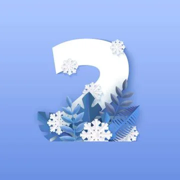 Vector illustration of number two winter natural design. Stock Illustration
