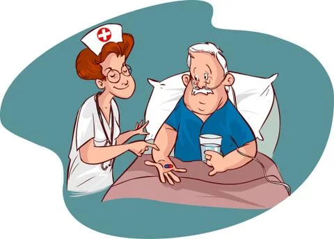 Vector illustration of a nurses and elderly patients Stock Illustration