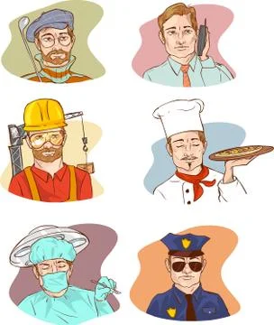 Vector illustration of a Occupation Man Characters Happy Smiling Stock Illustration