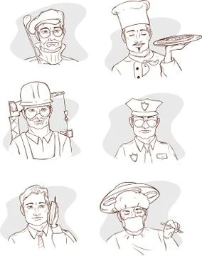 Vector illustration of a Occupation Man Characters Happy Smiling Stock Illustration
