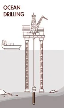 Vector illustration of a Ocean Drilling Stock Illustration