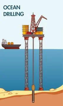 Vector illustration of a Ocean Drilling Stock Illustration