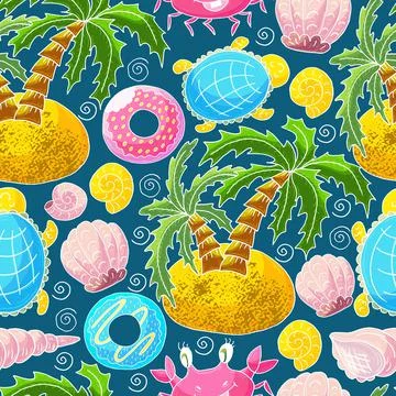 Vector illustration, ocean, underwater world, marine clipart イラスト素材
