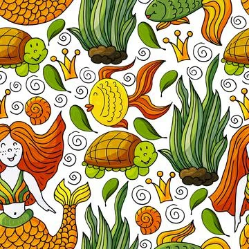 Vector illustration, ocean, underwater world, marine clipart Illustrazione stock