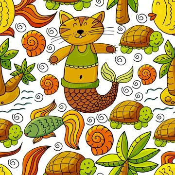 Vector illustration, ocean, underwater world, marine clipart Stock Illustration
