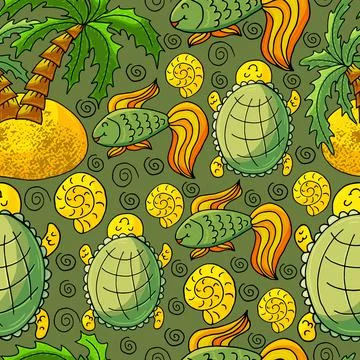 Vector illustration, ocean, underwater world, marine clipart イラスト素材