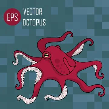 Vector illustration of octopus ocean (octopus and tentacles) Stock Illustration