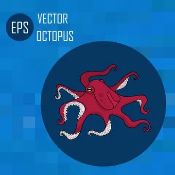 Vector illustration of octopus ocean (octopus and tentacles) Stock Illustration