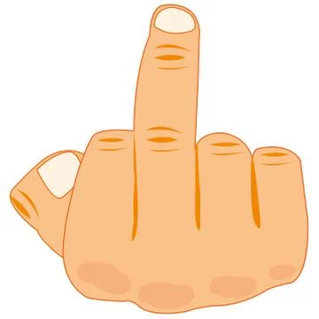 Vector illustration of the offensive gesture with extended upwards finger Stock Illustration