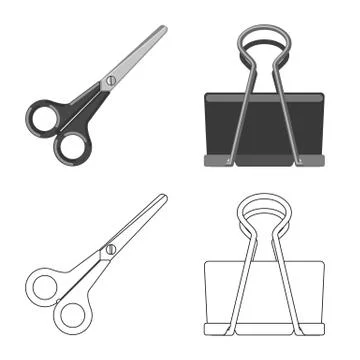 Vector illustration of office and supply logo. Collection of office and school Illustration