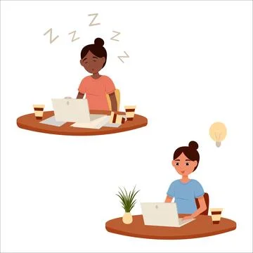 Vector illustration of an office worker in various emotional states. Joy, s.. Stock Illustration