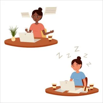 Vector illustration of an office worker in various emotional states. Joy, s.. Stock Illustration