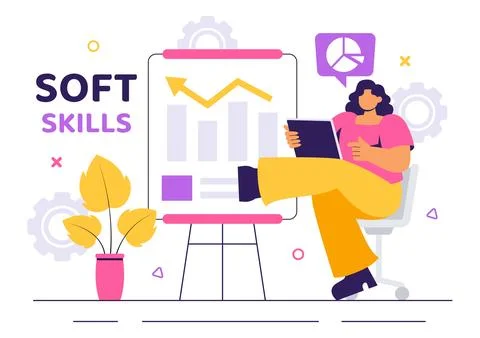 Vector Illustration of Office Workers Demonstrating Soft Skills such as Emp.. Stock Illustration