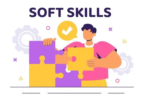 Vector Illustration of Office Workers Demonstrating Soft Skills such as Emp.. Stock Illustration