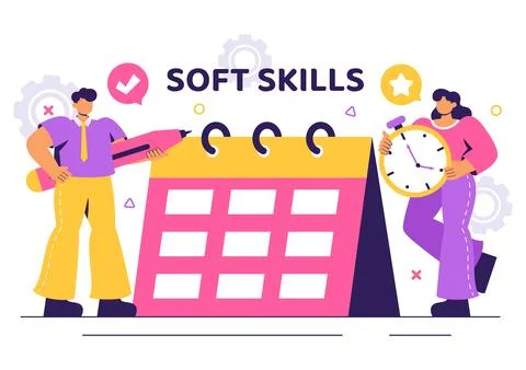 Vector Illustration of Office Workers Demonstrating Soft Skills such as Emp.. Stock Illustration