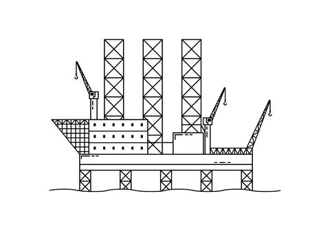 Vector illustration of an offshore gas platform. Supply of gas and oil. The e Stock Illustration