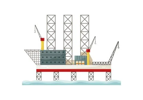 Vector illustration of an offshore gas platform. Supply of gas and oil. The e Illustrazione stock