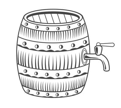 Vector illustration of an old beer or wine barrel. Stock Illustration