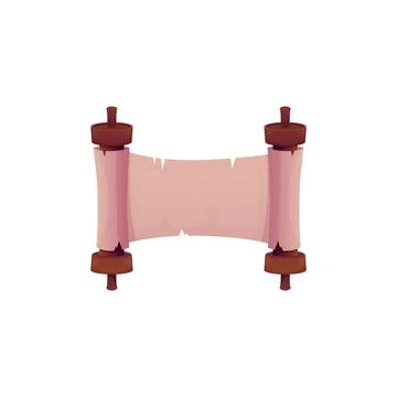 Vector illustration of old blank parchment scroll with torn edges on isolated Stock Illustration