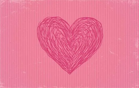 Vector illustration of a old craft paper with pink heart in vintage style for Stock Illustration